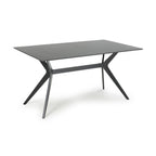 Dark Grey Sintered Effect 1.5m Dining Table with Black Base - Home Furniture Interiors