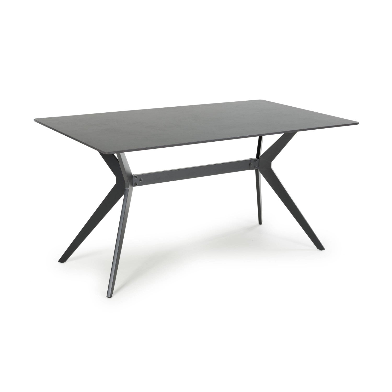 Dark Grey Sintered Effect 1.5m Dining Table with Black Base - Home Furniture Interiors