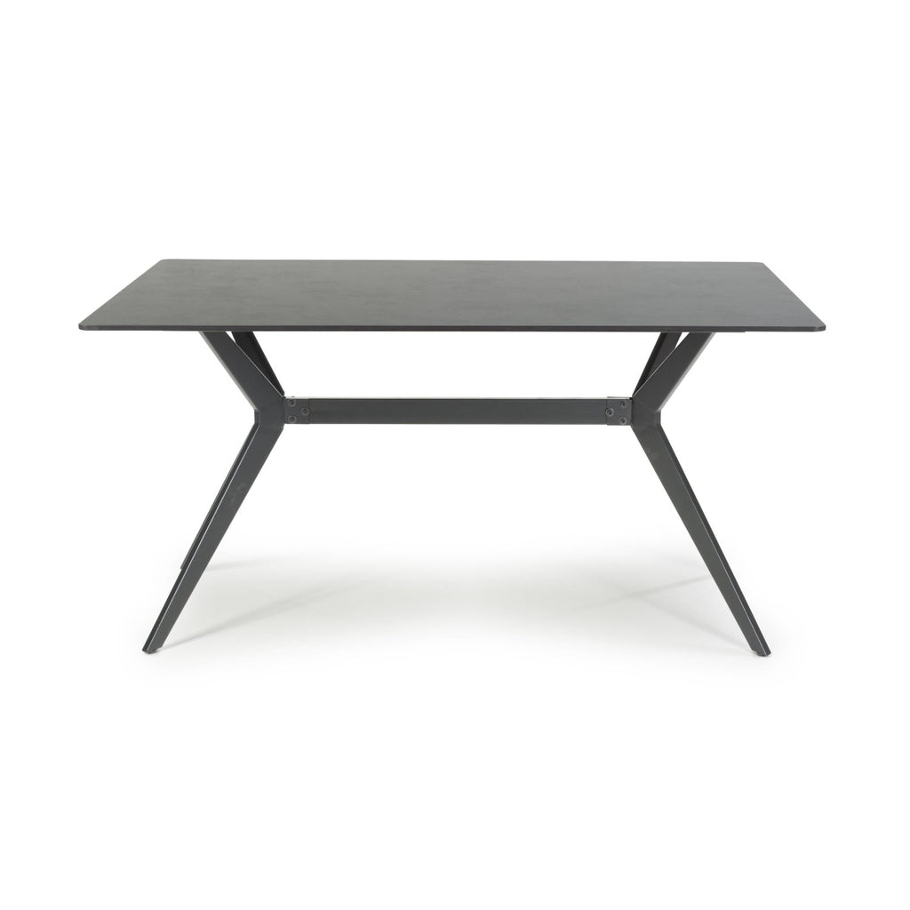 Dark Grey Sintered Effect 1.5m Dining Table with Black Base - Home Furniture Interiors