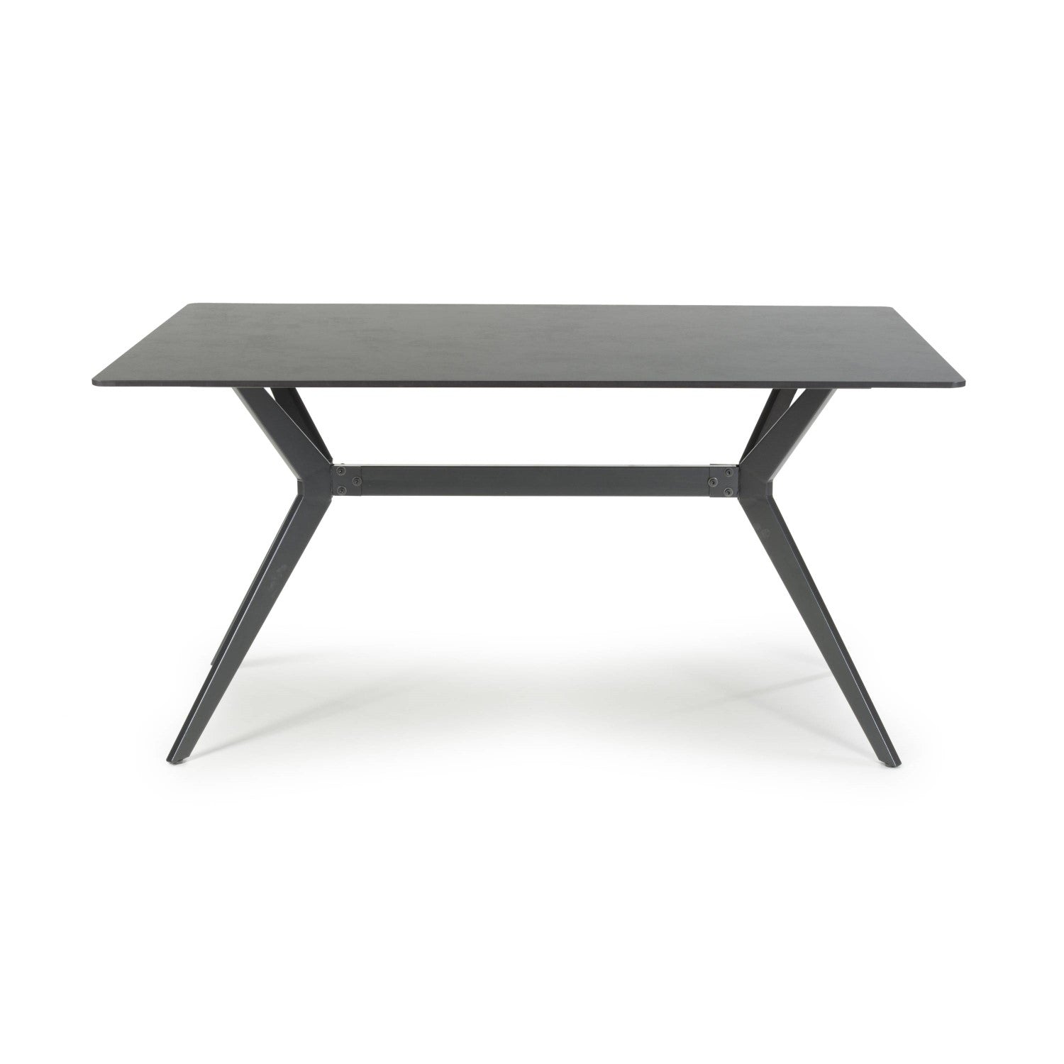 Dark Grey Sintered Effect 1.5m Dining Table with Black Base - Home Furniture Interiors