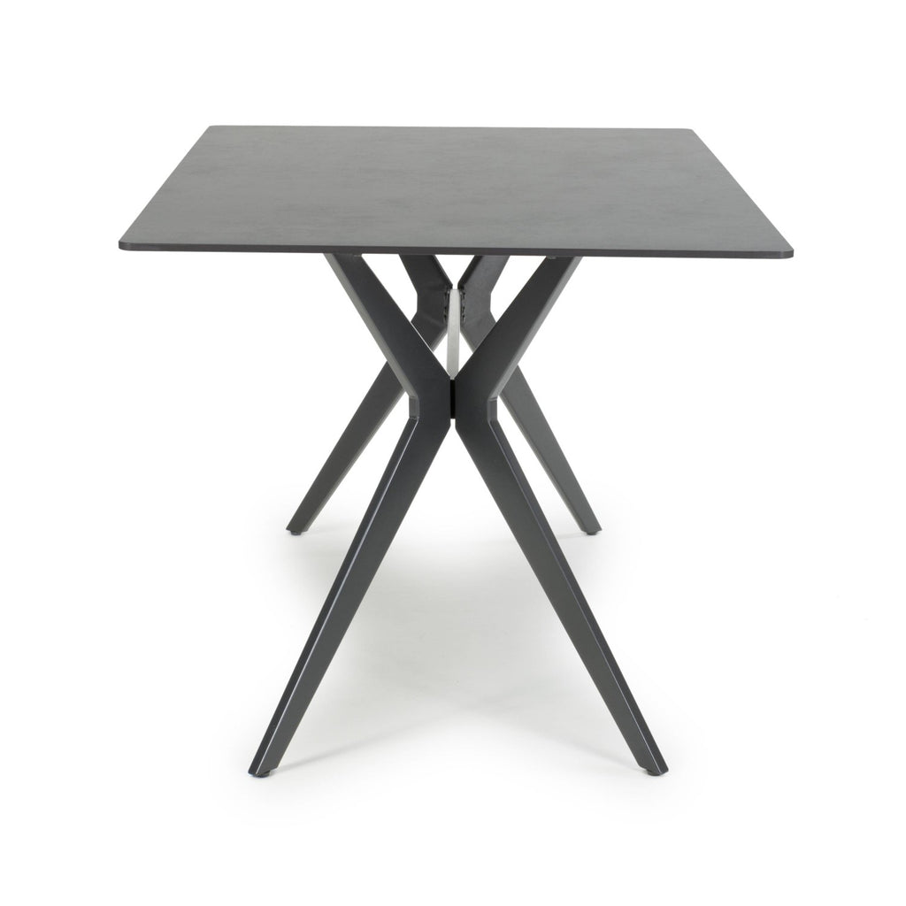 Dark Grey Sintered Effect 1.5m Dining Table with Black Base - Home Furniture Interiors