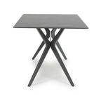 Dark Grey Sintered Effect 1.5m Dining Table with Black Base - Home Furniture Interiors