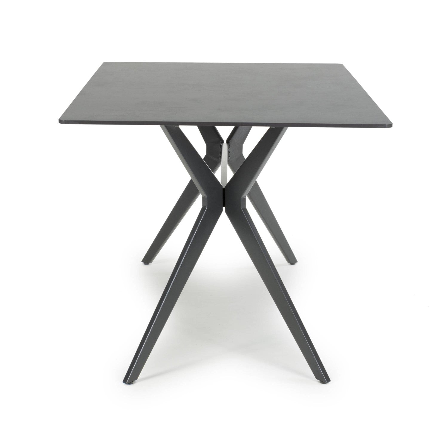 Dark Grey Sintered Effect 1.5m Dining Table with Black Base - Home Furniture Interiors