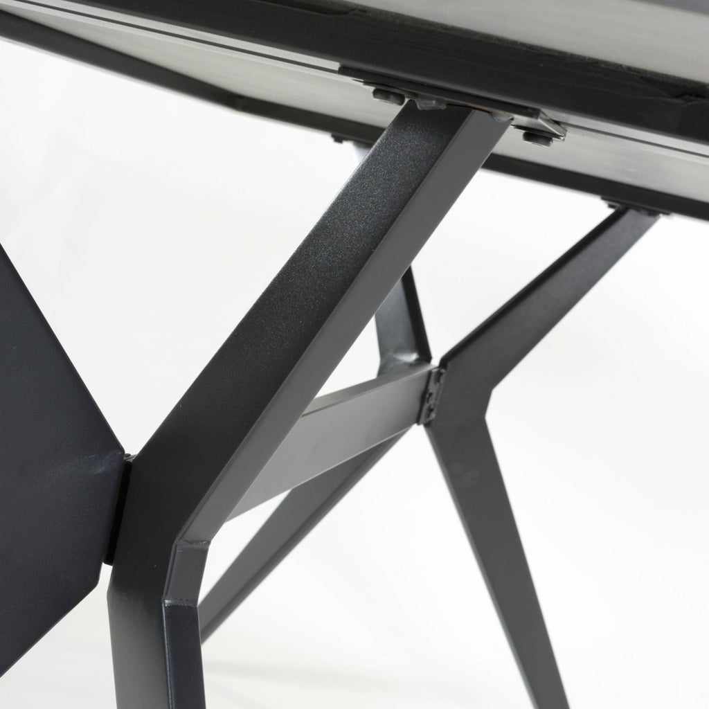 Dark Grey Sintered Effect 1.5m Dining Table with Black Base - Home Furniture Interiors