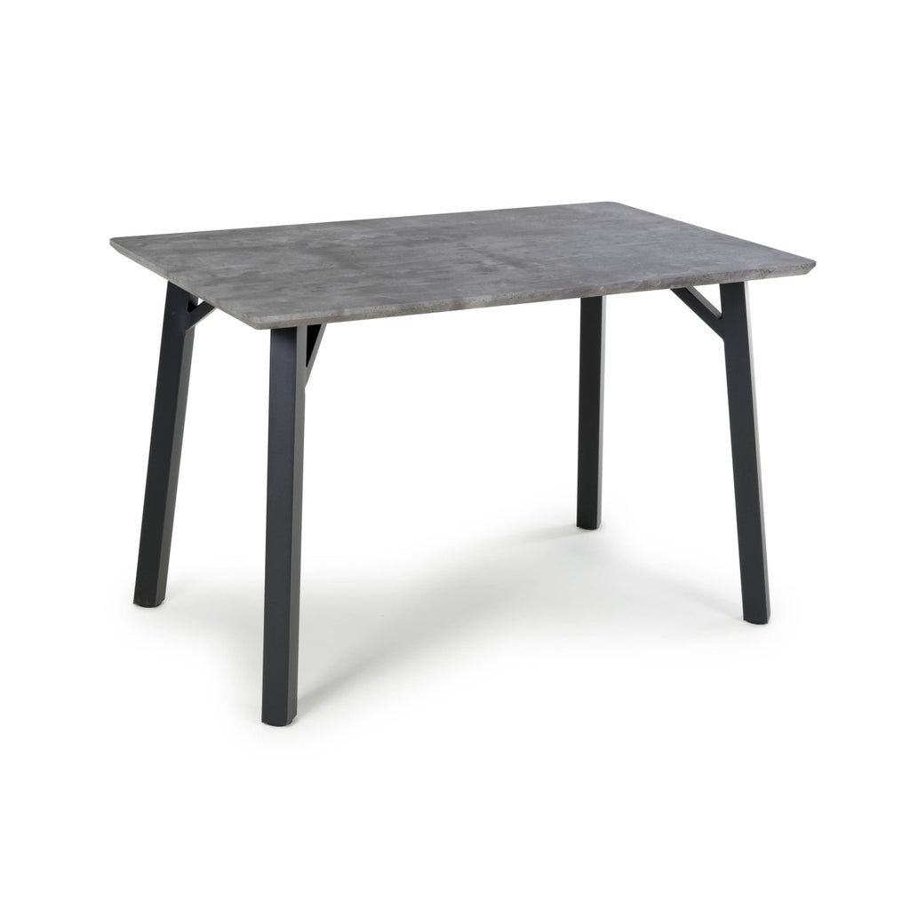 Grey Concrete Effect Top 1.2m Dining Table with Black Legs - Home Furniture Interiors