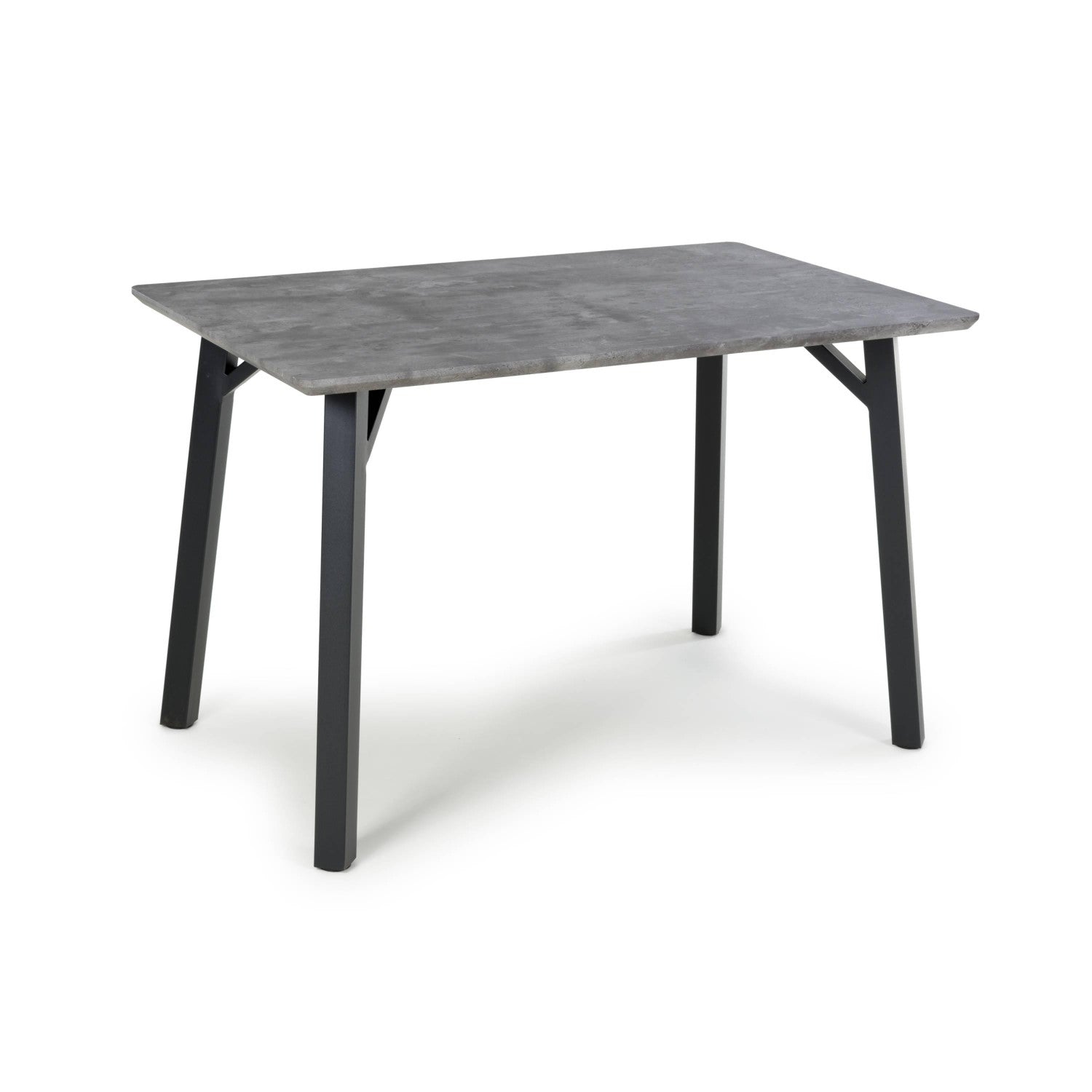 Grey Concrete Effect Top 1.2m Dining Table with Black Legs - Home Furniture Interiors