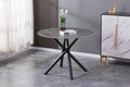 Grey Marble Effect 100cm Round Dining Table Cross Frame Legs