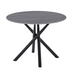 Grey Marble Effect 100cm Round Dining Table Cross Frame Legs - Home Furniture Interiors