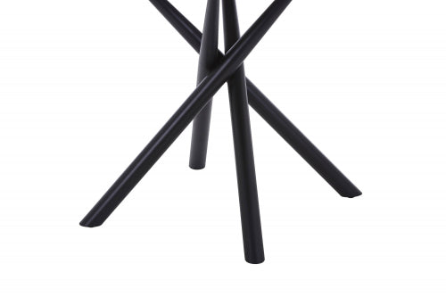 Grey Marble Effect 100cm Round Dining Table Cross Frame Legs - Home Furniture Interiors