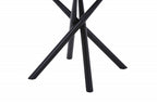 Grey Marble Effect 100cm Round Dining Table Cross Frame Legs - Home Furniture Interiors