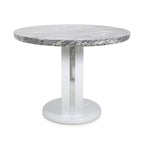 Grey Marble Effect 100cm Round Dining Table White Gloss Base - Home Furniture Interiors