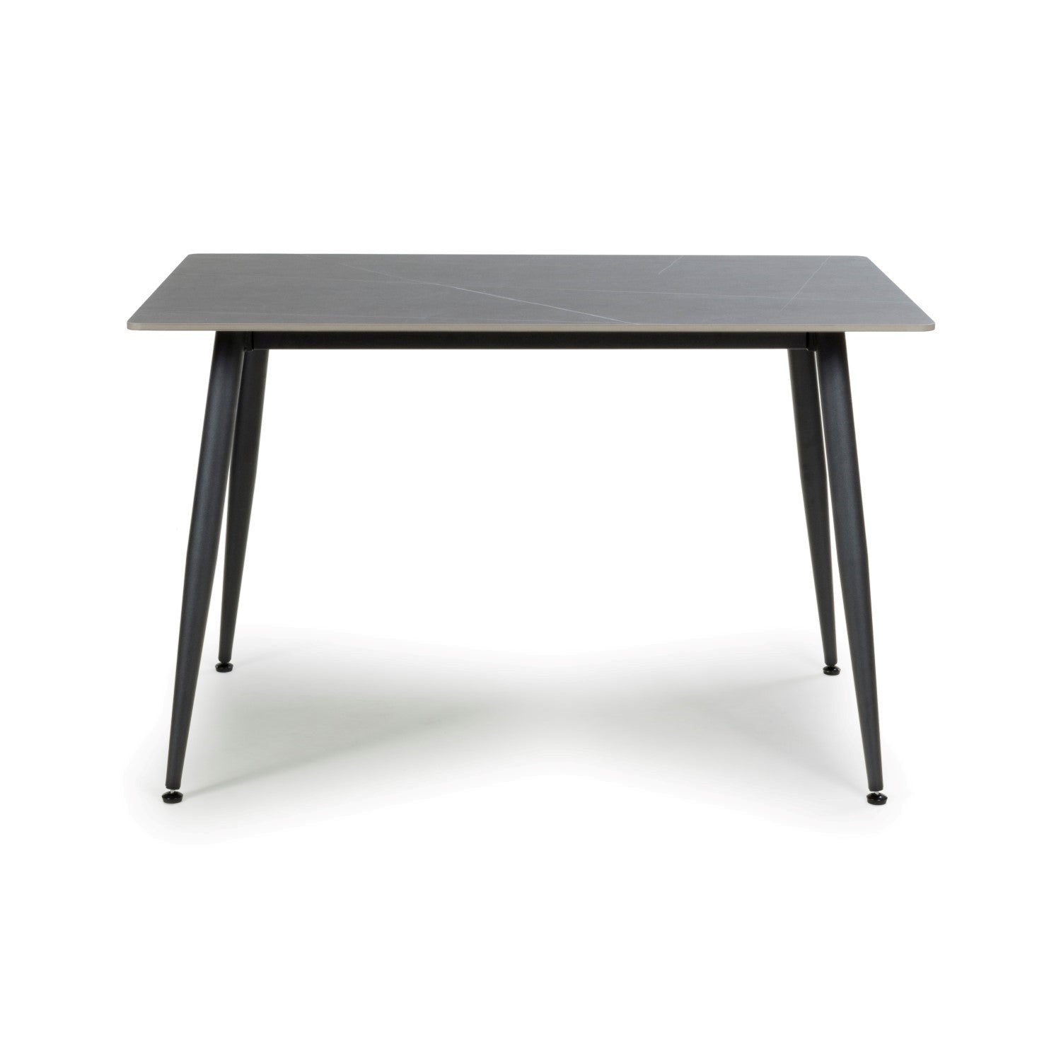 Grey Marble Effect 120cm Dining Table Black Metal Legs - Home Furniture Interiors