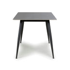 Grey Marble Effect 120cm Dining Table Black Metal Legs - Home Furniture Interiors