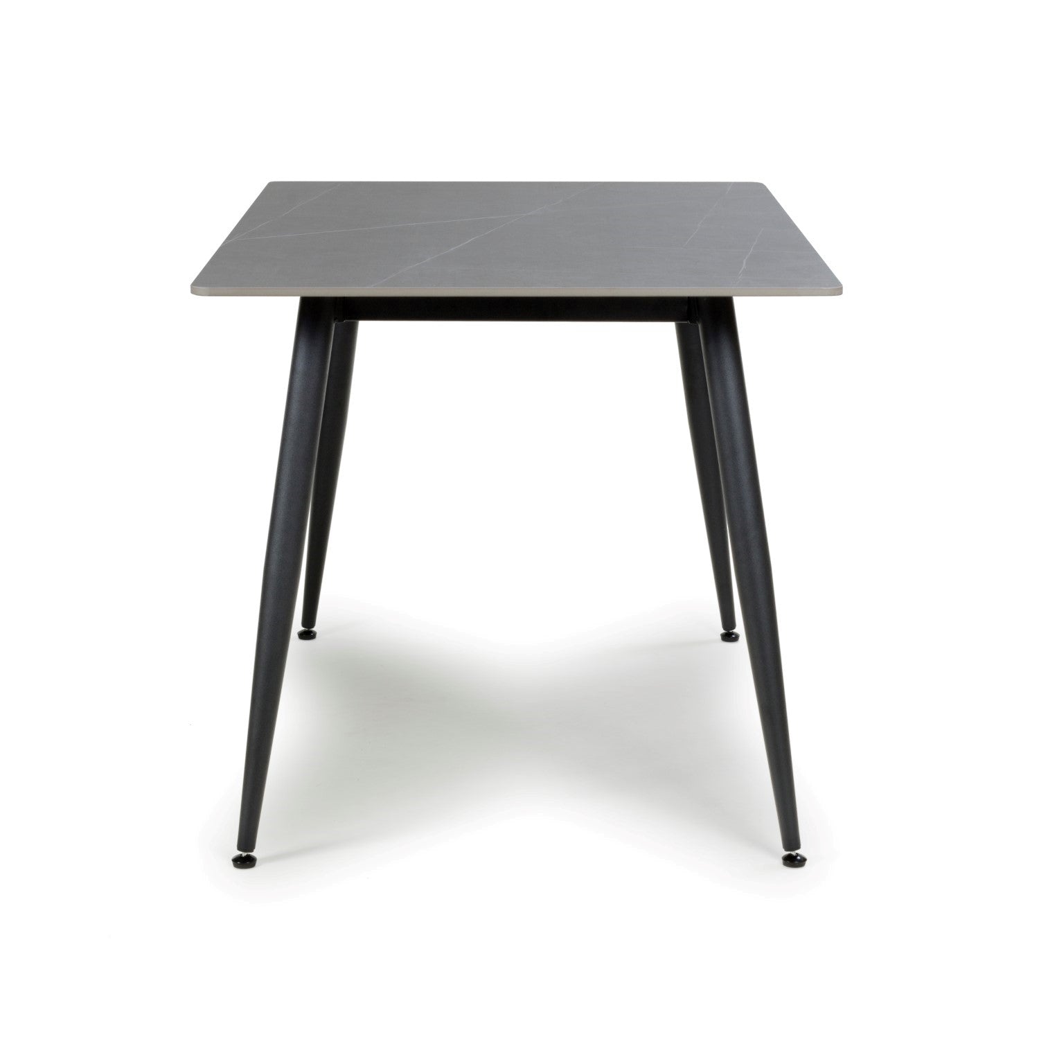 Grey Marble Effect 120cm Dining Table Black Metal Legs - Home Furniture Interiors