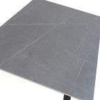 Grey Marble Effect 120cm Dining Table Black Metal Legs - Home Furniture Interiors