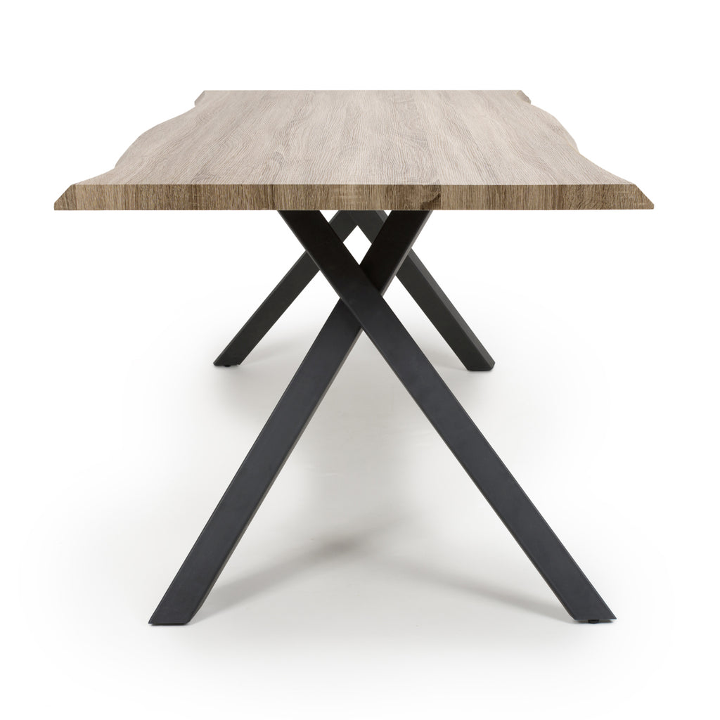 Oak Wave Edge Dining Table Black Legs - Home Furniture Interiors