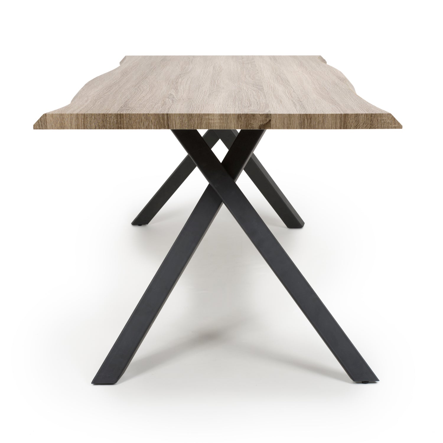 Oak Wave Edge Dining Table Black Legs - Home Furniture Interiors