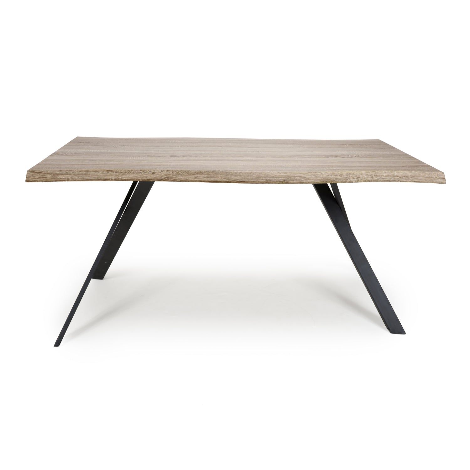 Oak Wave Edge Dining Table Black Legs - Home Furniture Interiors