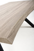 Oak Wave Edge Dining Table Black Legs - Home Furniture Interiors