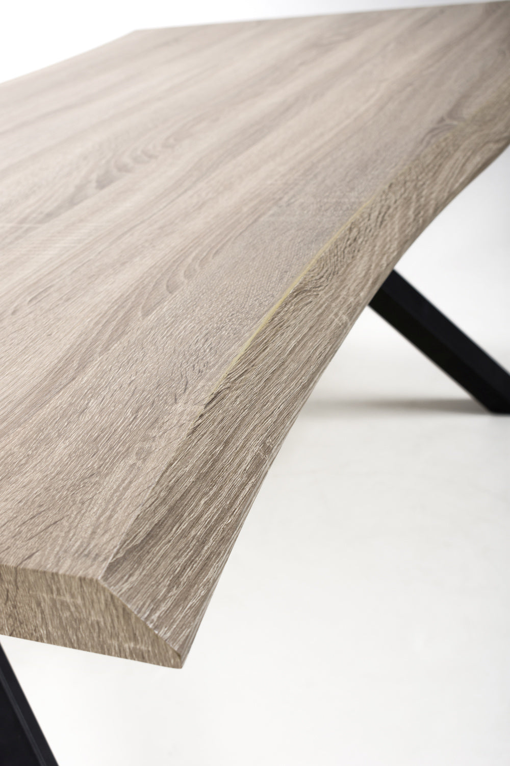 Oak Wave Edge Dining Table Black Legs - Home Furniture Interiors
