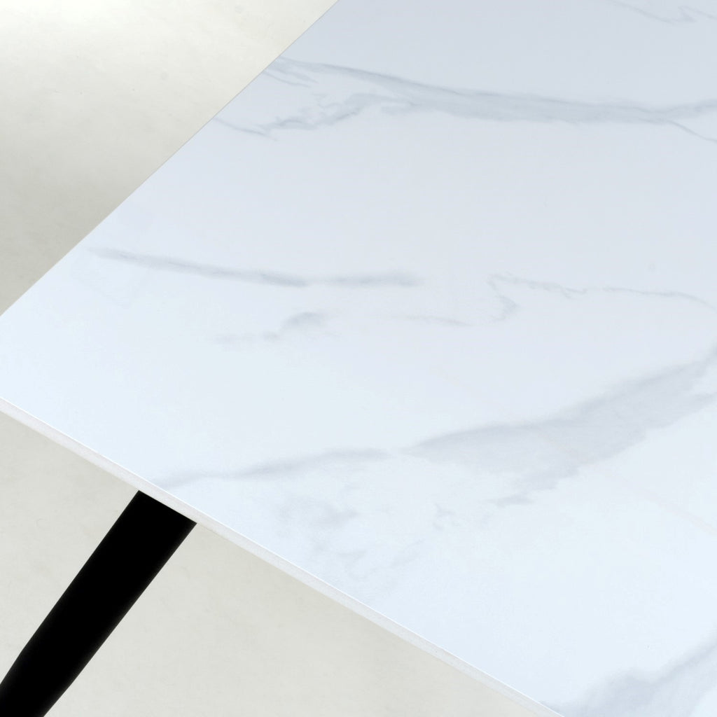 White Stone 120cm Dining Table - Home Furniture Interiors