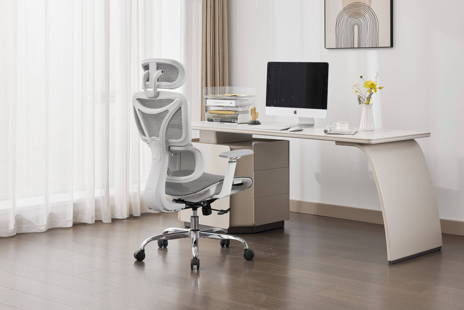 Elite Mesh Grey White Office Chair - Home Furniture Interiors