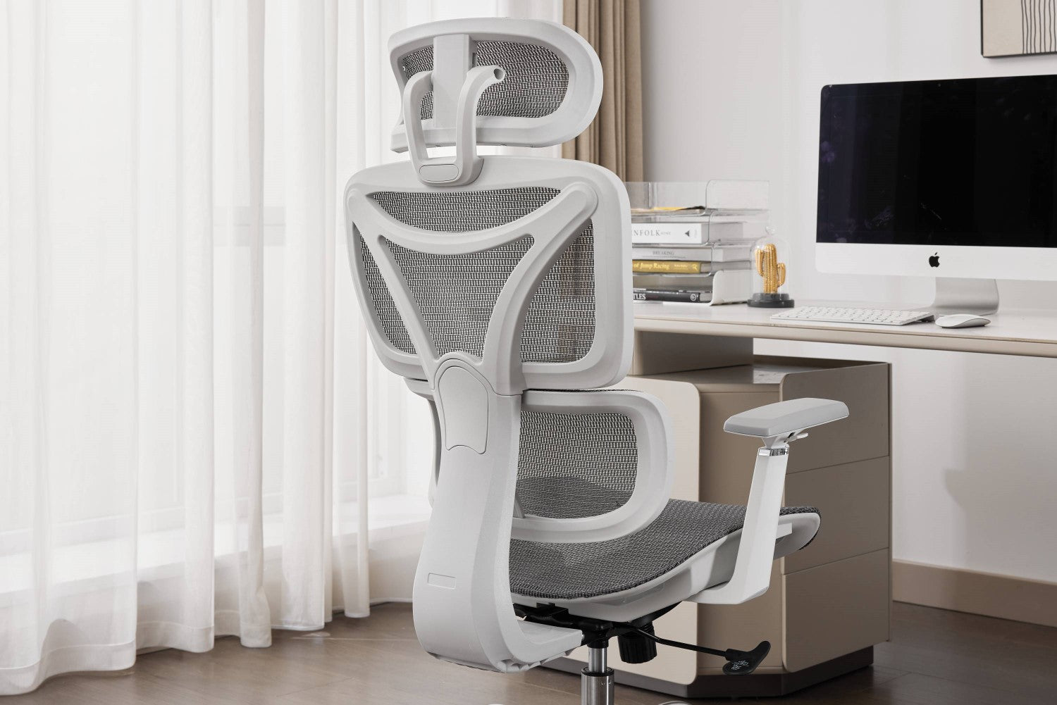 Elite Mesh Grey White Office Chair - Home Furniture Interiors