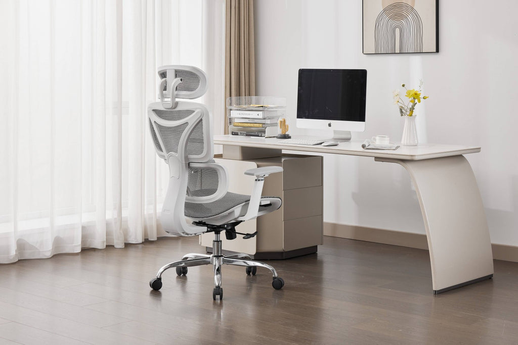 Elite Mesh Grey White Office Chair - Home Furniture Interiors