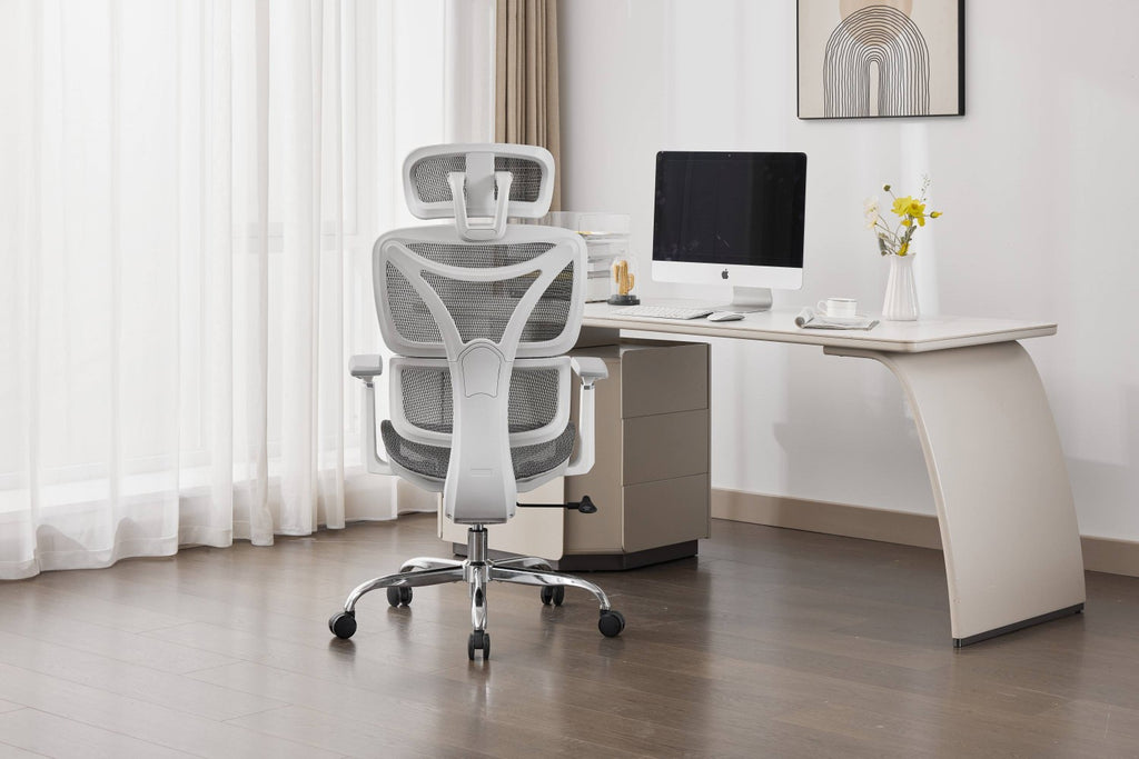 Elite Mesh Grey White Office Chair - Home Furniture Interiors