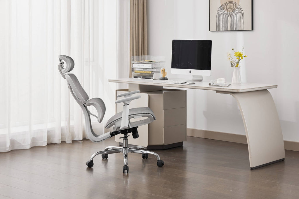 Elite Mesh Grey White Office Chair - Home Furniture Interiors