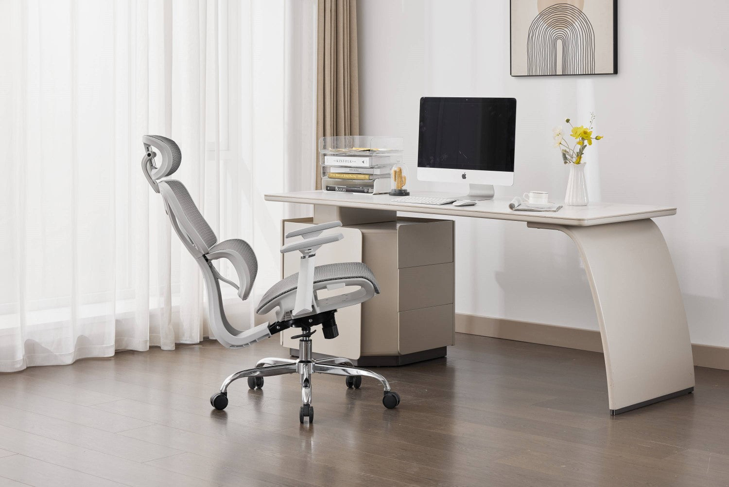 Elite Mesh Grey White Office Chair - Home Furniture Interiors