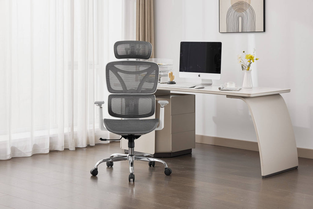 Elite Mesh Grey White Office Chair - Home Furniture Interiors