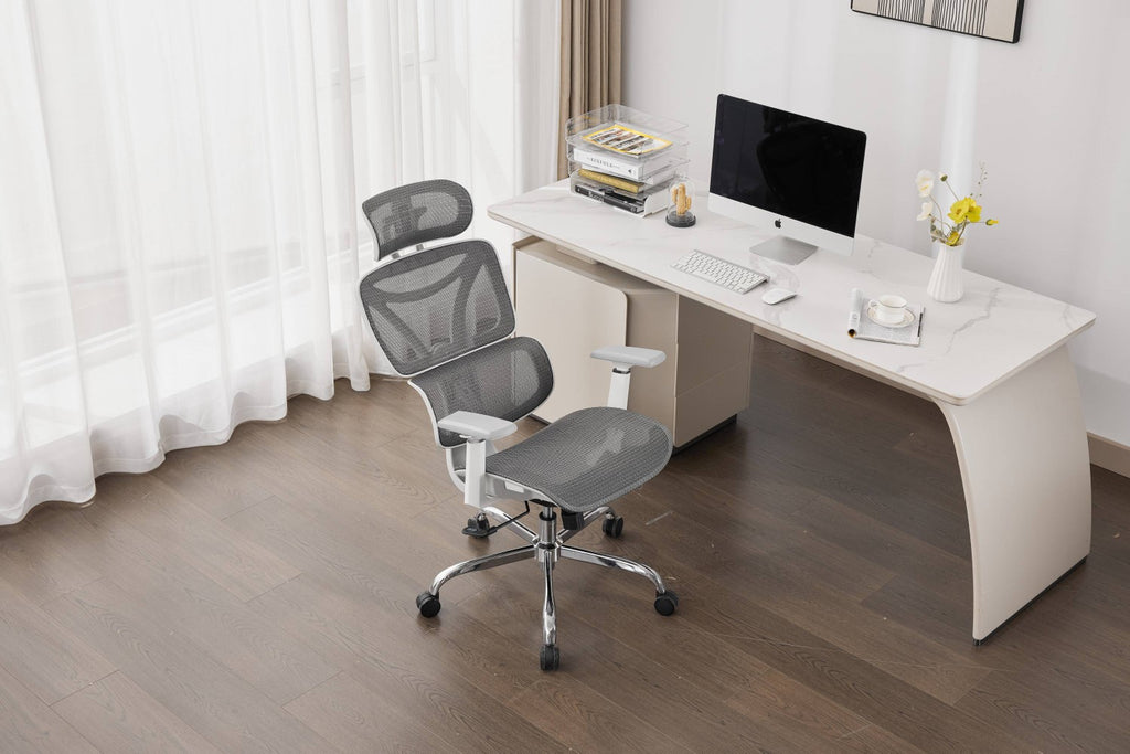 Elite Mesh Grey White Office Chair - Home Furniture Interiors