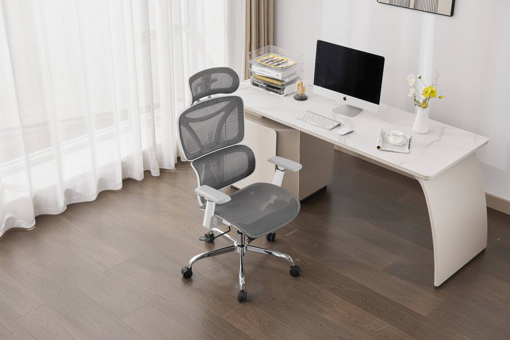 Elite Mesh Grey White Office Chair - Home Furniture Interiors