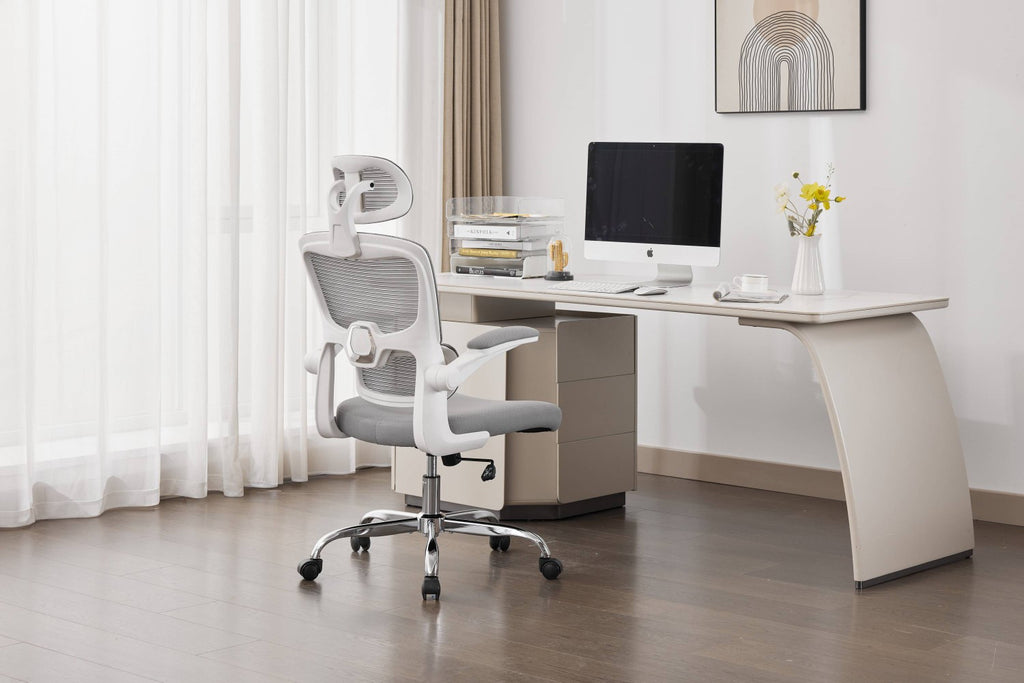 Supreme Mesh Grey White Office Chair - Home Furniture Interiors