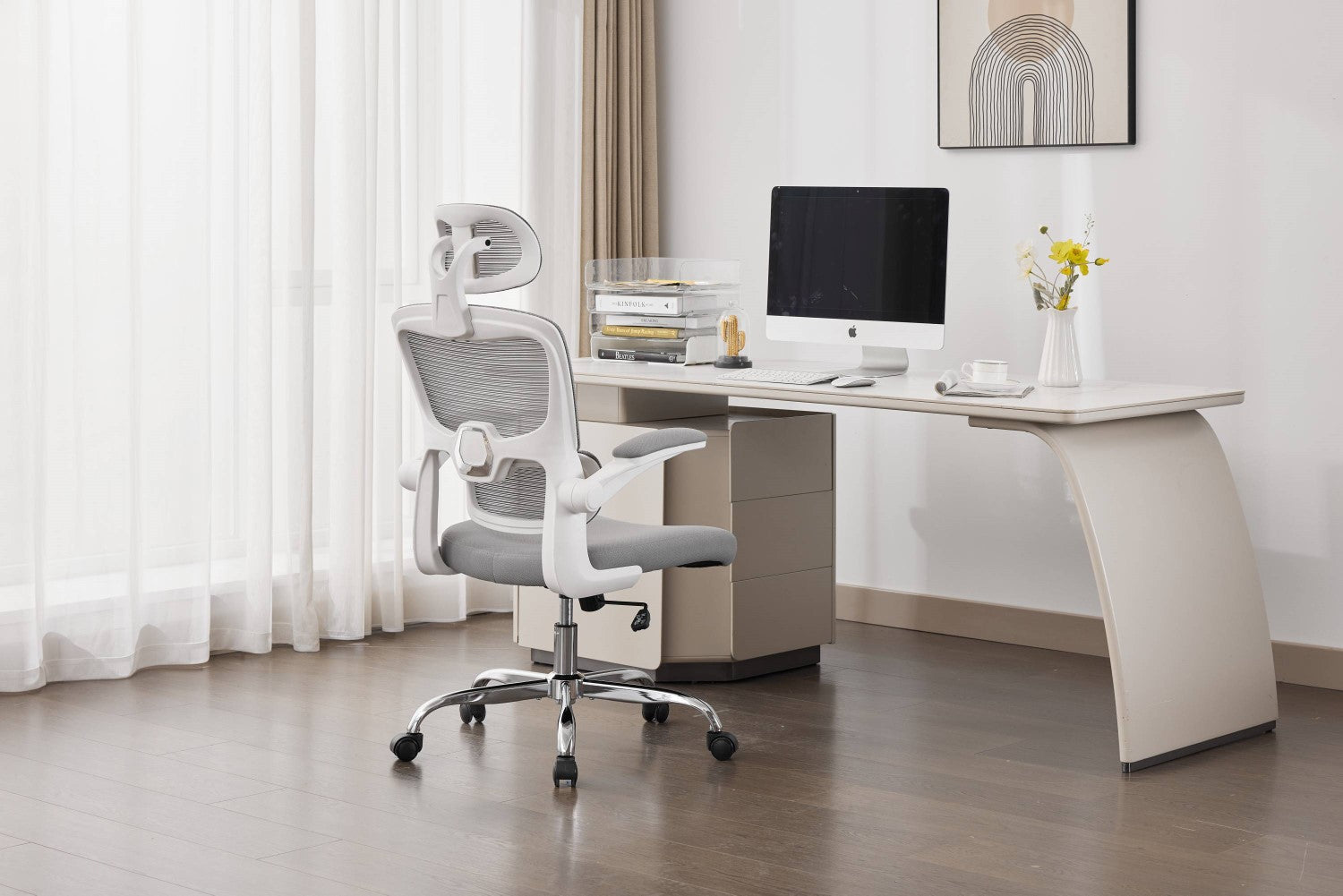 Supreme Mesh Grey White Office Chair - Home Furniture Interiors