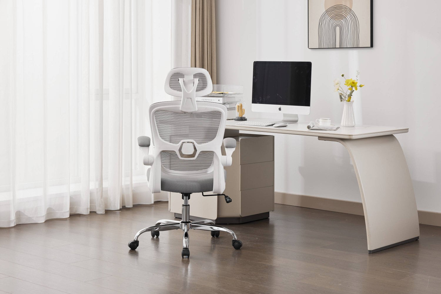 Supreme Mesh Grey White Office Chair - Home Furniture Interiors