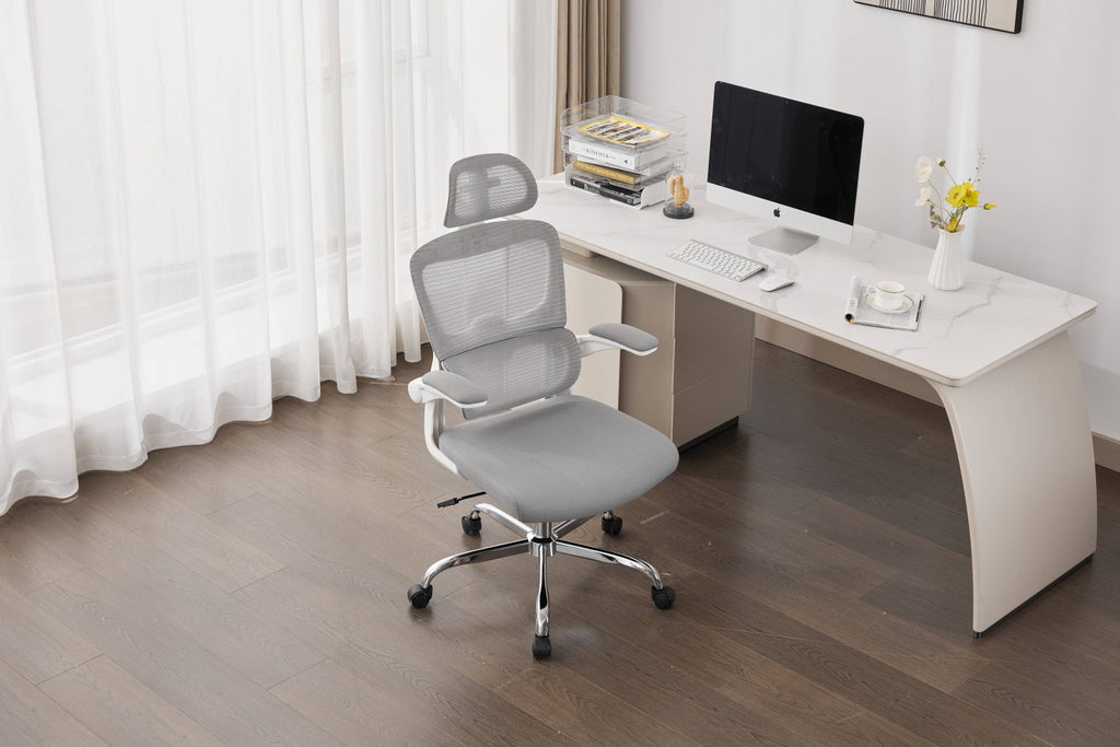Supreme Mesh Grey White Office Chair - Home Furniture Interiors
