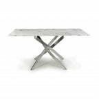 Astoria Medium 1.6m White Chrome Dining Table - Home Furniture Interiors