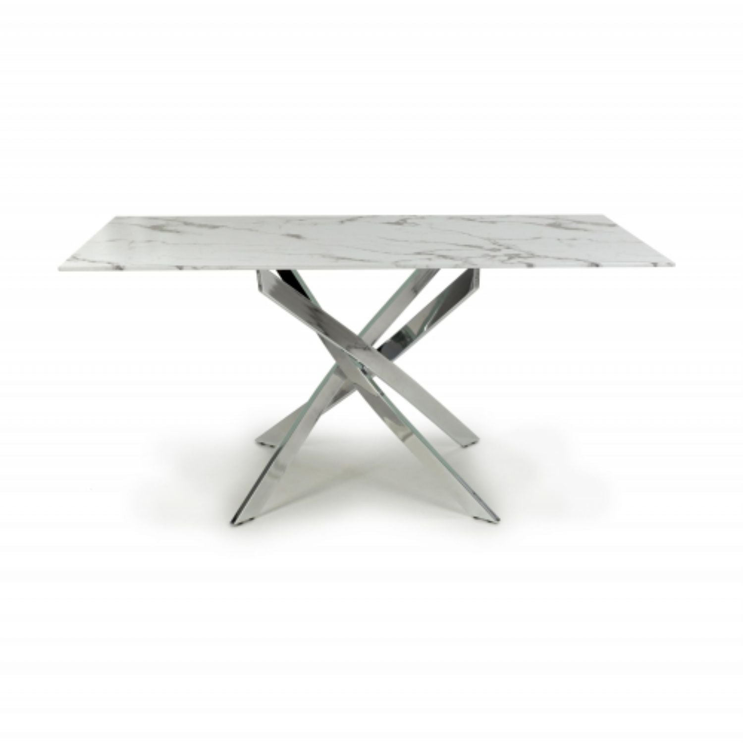 Astoria Medium 1.6m White Chrome Dining Table - Home Furniture Interiors