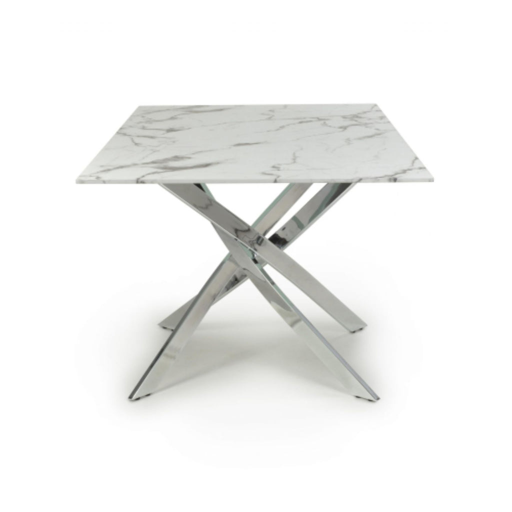Astoria Medium 1.6m White Chrome Dining Table - Home Furniture Interiors