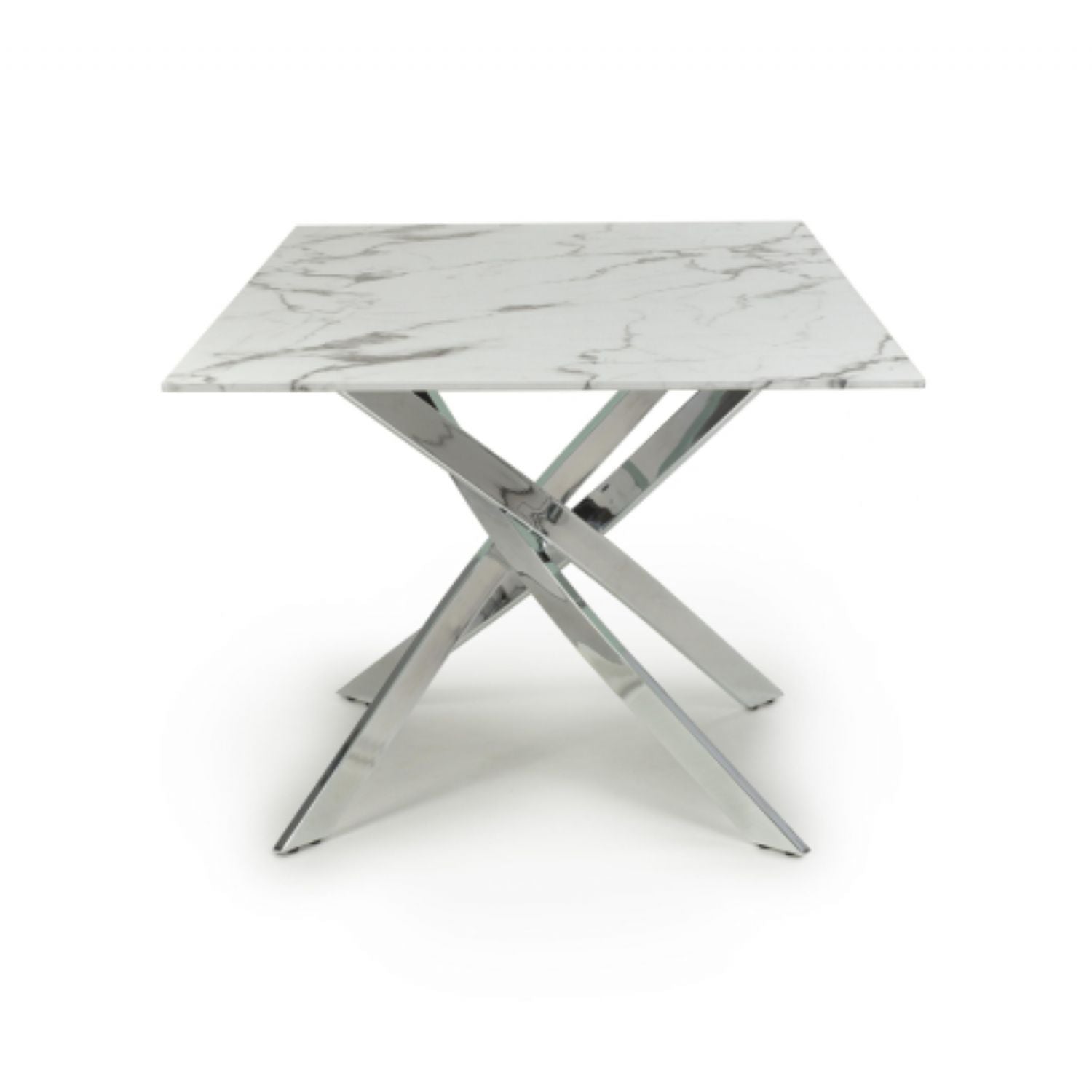 Astoria Medium 1.6m White Chrome Dining Table - Home Furniture Interiors