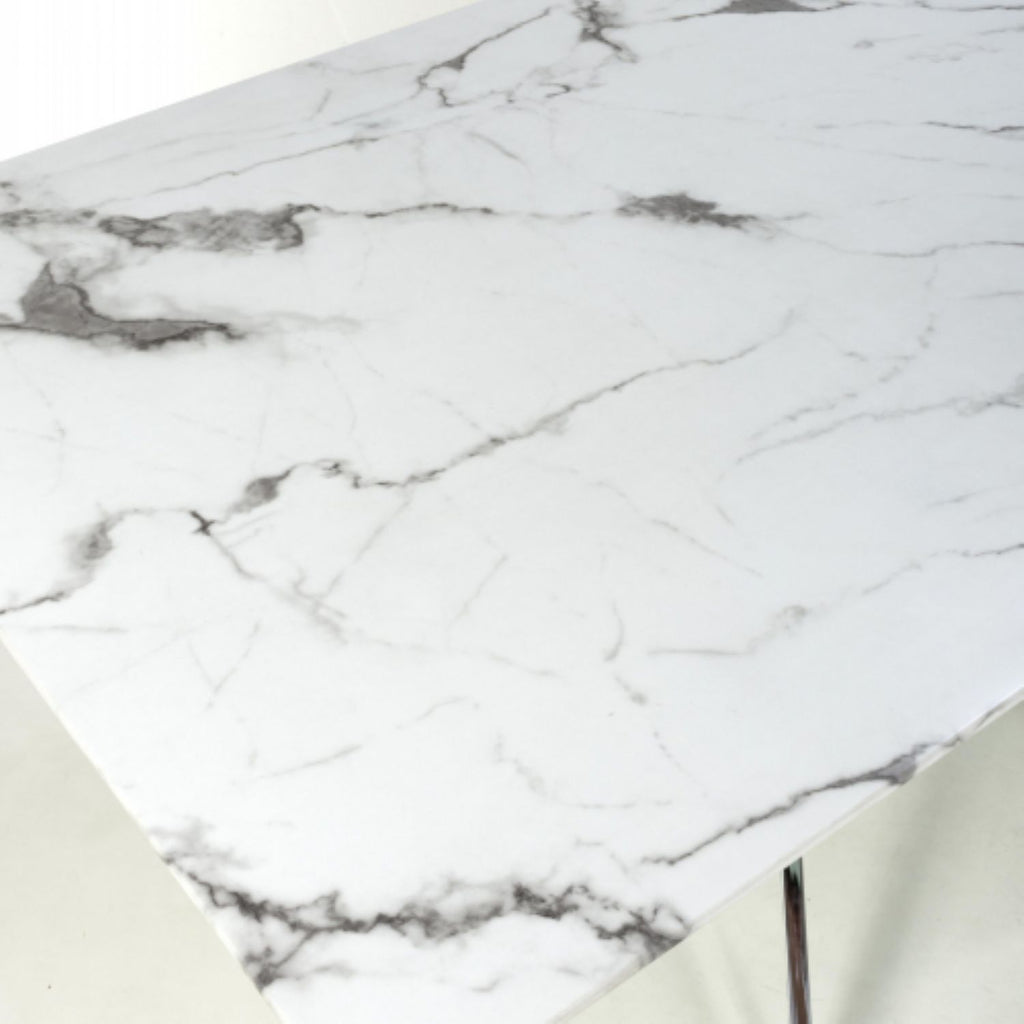 Astoria Medium 1.6m White Chrome Dining Table - Home Furniture Interiors