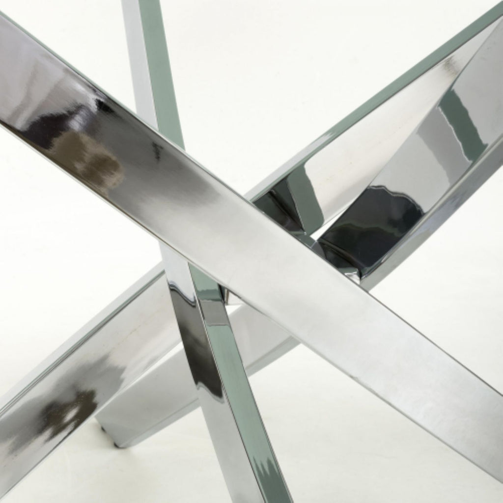 Astoria Medium 1.6m White Chrome Dining Table - Home Furniture Interiors