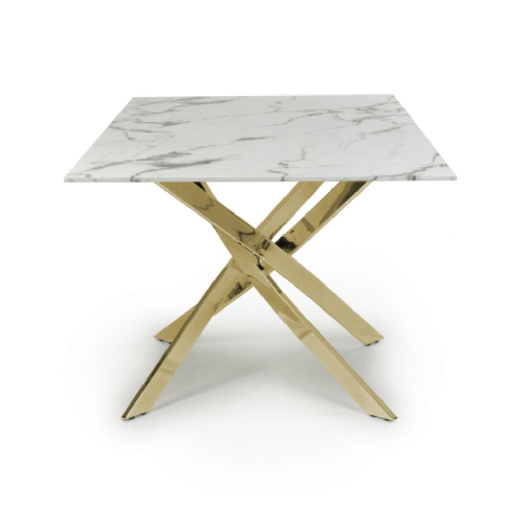 Astoria Medium 1.6m White Gold Dining Table - Home Furniture Interiors