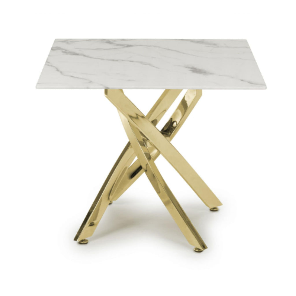 Astoria Square White Gold End Table - Home Furniture Interiors