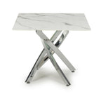 White and Grey Marble Effect Square End Table Chrome Base - Home Furniture Interiors