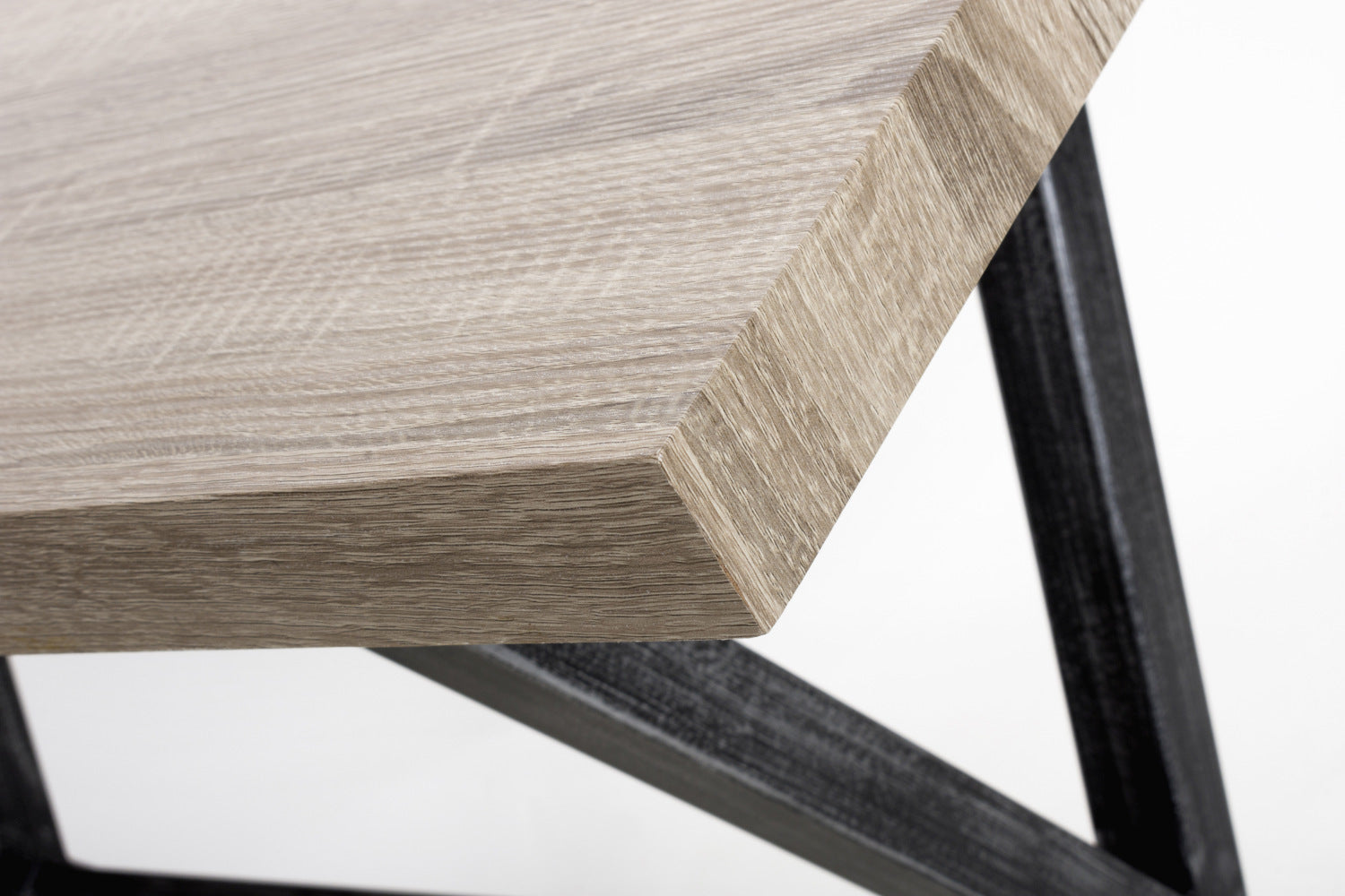 Oak Top Bar Table with Black Cross Metal Legs - Home Furniture Interiors