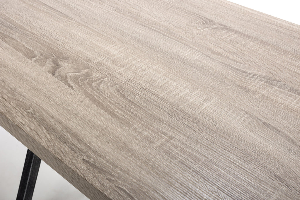 Oak Top Bar Table with Black Cross Metal Legs - Home Furniture Interiors