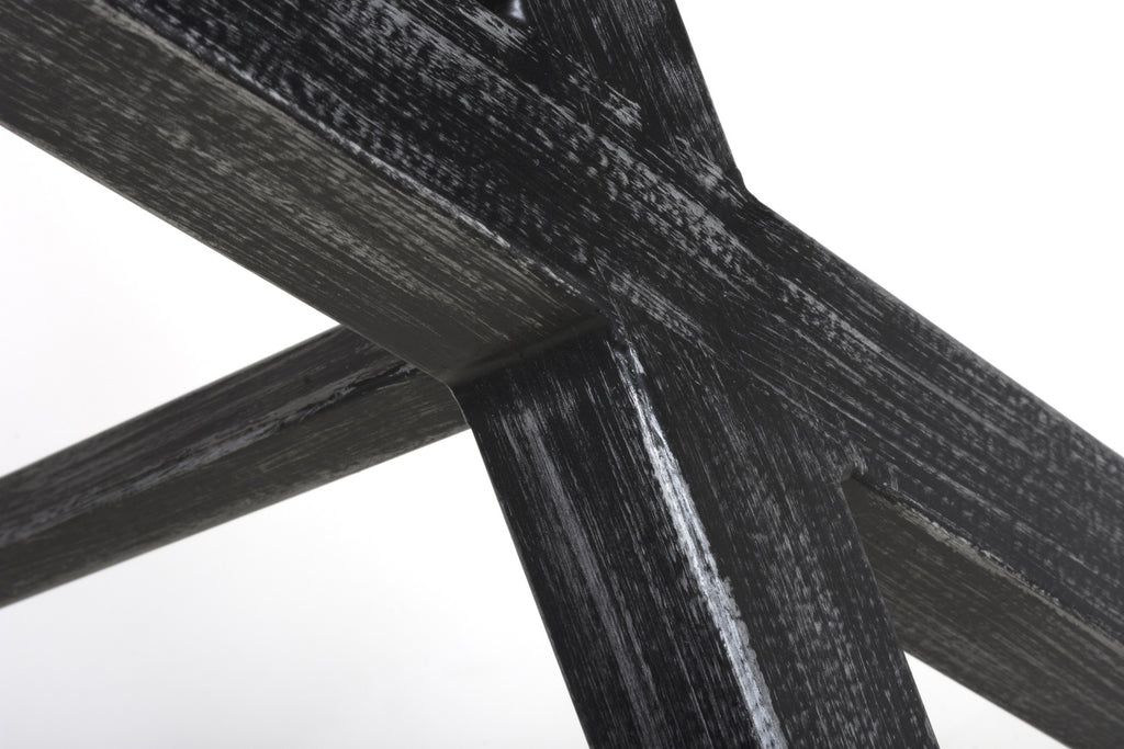 Oak Top Bar Table with Black Cross Metal Legs - Home Furniture Interiors